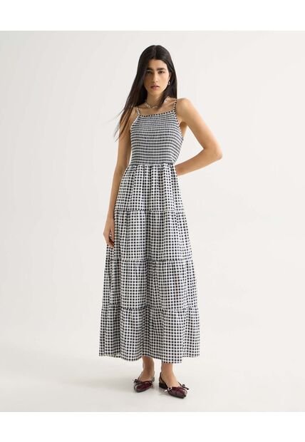 Vestido En Popelina  Para Mujer Negro Seven Seven