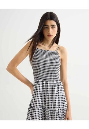 Vestido En Popelina  Para Mujer Negro Seven Seven