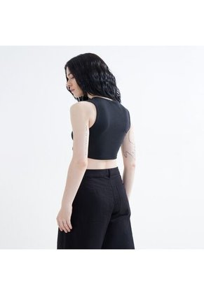 Crop Top Para Mujer Manga Sisa Color Negro Marca Seven Seven #28095660