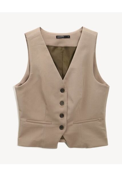 Chaleco Para Mujer Plano Color Beige Marca Seven Seven #28250149