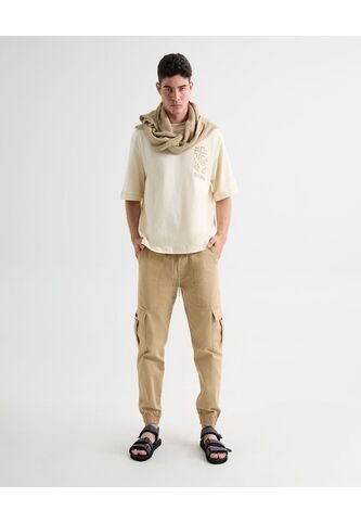 Jogger Cargo Con Bolsillos  Para Hombre Beige Seven Seven Seven Seven