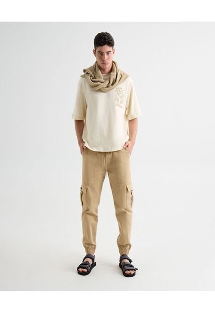 Jogger Cargo Con Bolsillos  Para Hombre Beige Seven Seven