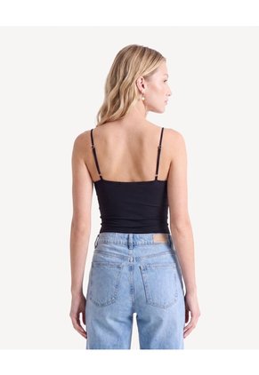 Camiseta De Tiras Doble Capa  Para Mujer Negro Seven Seven