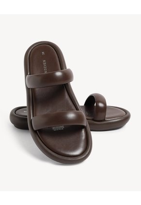 Sandalias Doble Tira Acolchada  Para Mujer Café Seven Seven