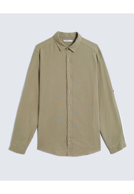 Camisa Para Hombre Manga Larga Sin Bolsillo Cuello Casual M Color Verde Marca Seven Seven #45012154