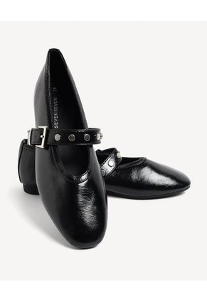 Baletas Tira Con Taches  Para Mujer Negro Seven Seven