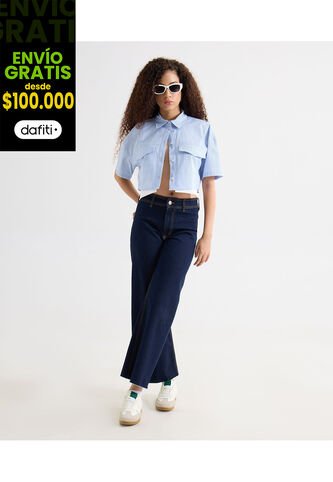 Blusa Para Mujer Manga Corta Color Azul Marca Seven Seven #28124062 Seven Seven