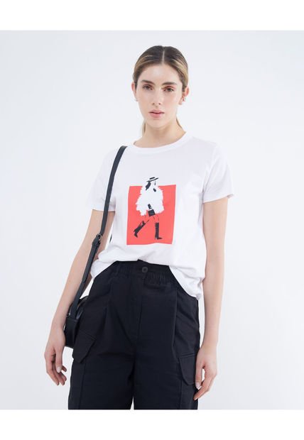 Camiseta Para Mujer Manga Corta Color Crudo Marca Seven Seven #28095795