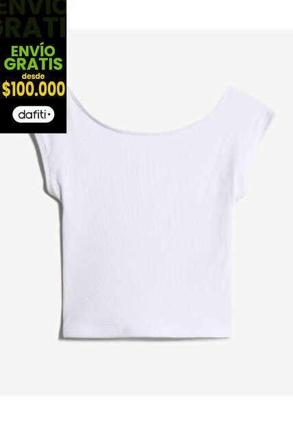 Camiseta Para Mujer Manga Corta Cuello Redondo Color Marfil Marca Seven Seven #28096453