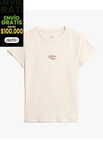 Camiseta Para Mujer Manga Corta Cuello Redondo Color Crudo Marca Seven Seven #28096374 Seven Seven