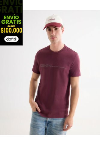 Camiseta Para Hombre Manga Corta Cuello Redondo Color Vino Marca Seven Seven #45092751 Seven Seven