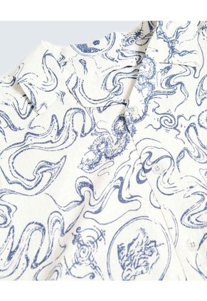 Camisa Resort Estampada  Para Hombre Azul Seven Seven