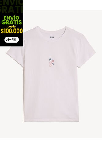 Camiseta Para Mujer Manga Corta Cuello Redondo Color Blanco Marca Seven Seven #28096376 Seven Seven