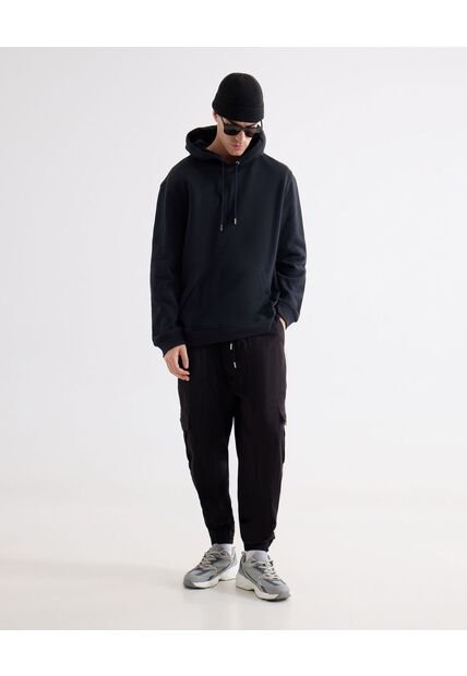 Jogger Con Bolsillos Cargo  Para Hombre Negro Seven Seven