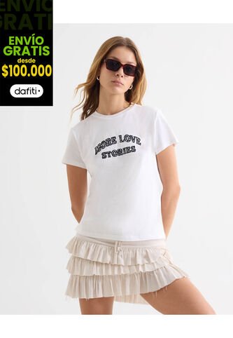 Camiseta Para Mujer Manga Corta Cuello Redondo Color Crudo Marca Seven Seven #28096356 Seven Seven