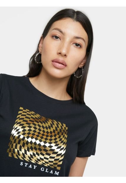 Camiseta Para Mujer Manga Corta Color Negro Marca Seven Seven #28094788