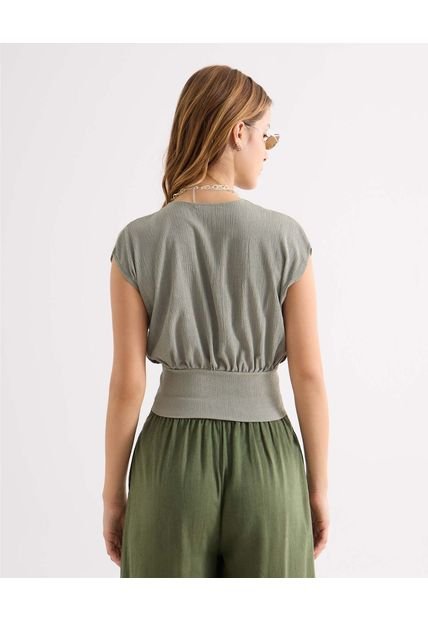 Camiseta Para Mujer Manga Corta Cuello V Color Verde Marca Seven Seven #28096444