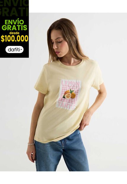 Camiseta Para Mujer Manga Corta Cuello Redondo Color Amarillo Marca Seven Seven #28096363