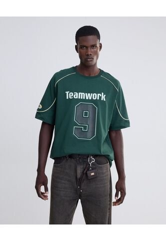 Camiseta Screen Oversize  Para Hombre Verde Seven Seven Seven Seven