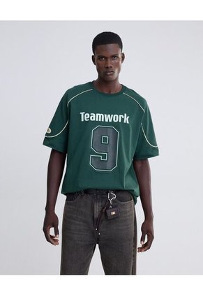 Camiseta Screen Oversize Para Hombre Verde Seven Seven