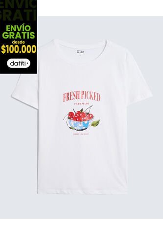 Camiseta Para Mujer Manga Corta Cuello Redondo Color Crudo Marca Seven Seven #28096364 Seven Seven