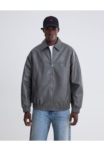 Chaqueta Pu Gris  Para Hombre Gris Seven Seven Seven Seven