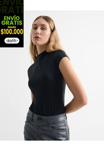 Camiseta Para Mujer Manga Corta Cuello Alto Color Negro Marca Seven Seven #28096342 Seven Seven