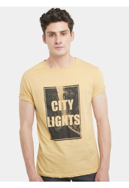 Camiseta Para Hombre Manga Corta Color Beige Marca Seven Seven #45091999