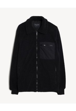 Chaqueta Afelpada Con Bolsillos Para Hombre Negro Seven Seven