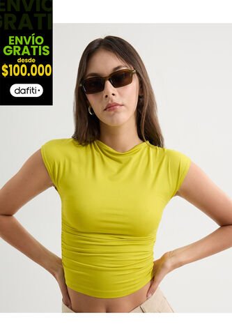 Camiseta Para Mujer Manga Corta Cuello Redondo Color Verde Marca Seven Seven #28096257 Seven Seven