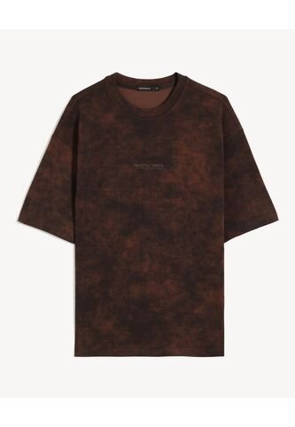 Camiseta Oversize De Efecto Lavado  Para Hombre Vino Seven Seven Seven Seven