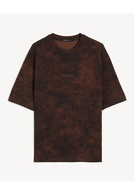 Camiseta Oversize De Efecto Lavado  Para Hombre Vino Seven Seven