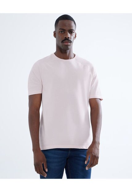 Camiseta Para Hombre Manga Corta Color Rosa Pastel Marca Seven Seven #45092549