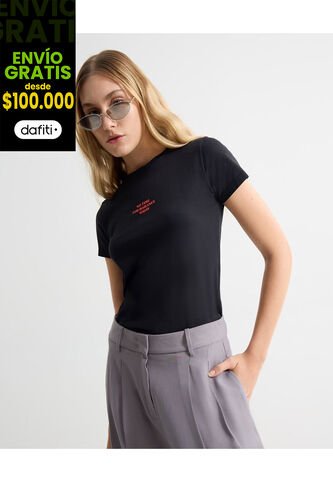 Camiseta Para Mujer Manga Corta Cuello Redondo Color Negro Marca Seven Seven #28096367 Seven Seven