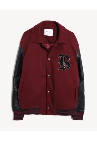 Chaqueta Bomber Bordada  Para Hombre Vino Seven Seven Seven Seven