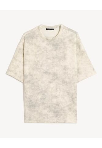 Camiseta Oversize De Efecto Lavado  Para Hombre Beige Seven Seven Seven Seven