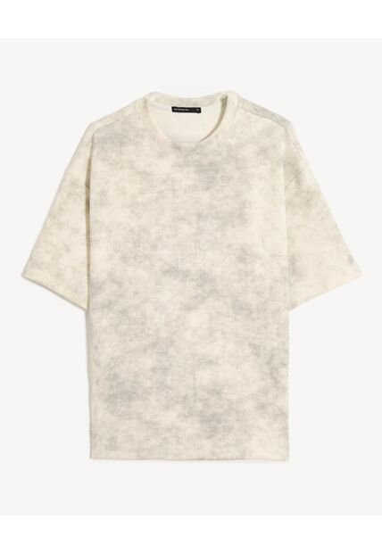 Camiseta Oversize De Efecto Lavado  Para Hombre Beige Seven Seven