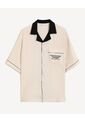 Camisa Boxy Estampada  Para Hombre Beige Seven Seven de Seven Seven