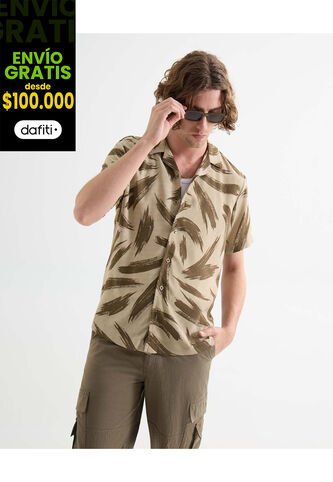 Camisa Para Hombre Manga Corta Sin Bolsillo Cuello Resort Color Verde Marca Seven Seven #45012159 Seven Seven