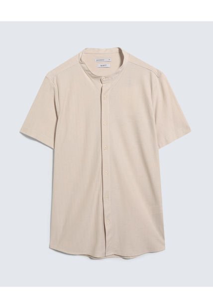 Camisa Para Hombre Manga Corta  Color Beige Marca Seven Seven #45012032