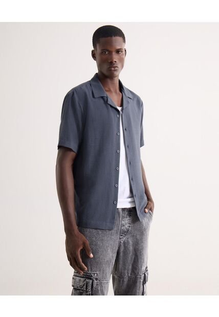 Camisa Relaxed Resort  Para Hombre Gris Seven Seven