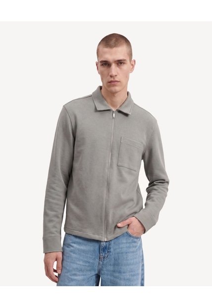 Camisa Harrington Texturizada  Para Hombre Gris Seven Seven