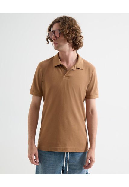 Polo Para Hombre Cuello Tejido Sin Bolsillo Color Café Marca Seven Seven #45110861