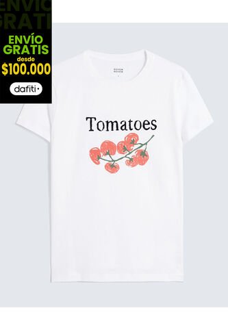 Camiseta Para Mujer Manga Corta Cuello Redondo Color Marfil Marca Seven Seven #28096354 Seven Seven