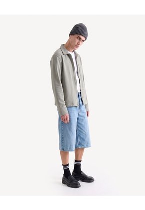 Camisa Harrington Texturizada  Para Hombre Gris Seven Seven