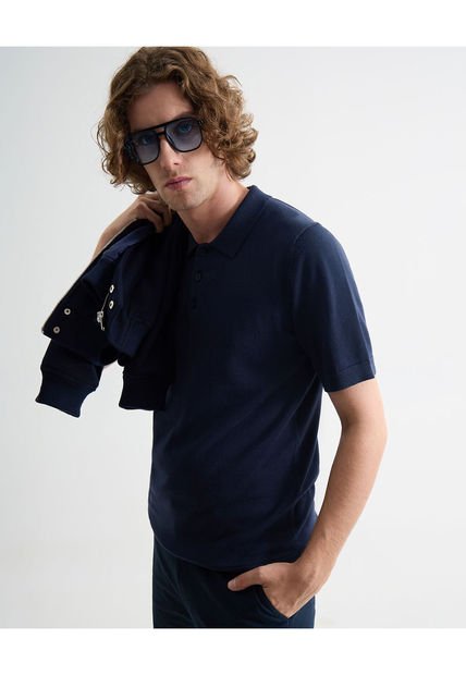 Polo Para Hombre Cuello Tejido Sin Bolsillo Color Azul Marca Seven Seven #45110885