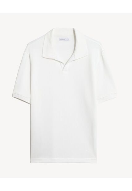 Camisa Polo Regular Fit Texturizada  Para Hombre Blanco Seven Seven