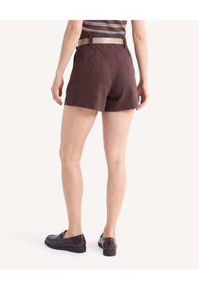 Short Sastre Con Cinturón  Para Mujer Café Seven Seven