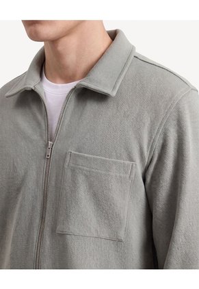 Camisa Harrington Texturizada  Para Hombre Gris Seven Seven
