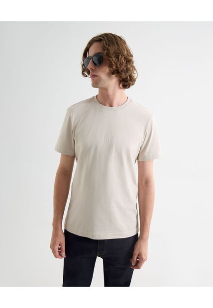 Camiseta Para Hombre Manga Corta Cuello Redondo Color Beige Marca Seven Seven #45092749